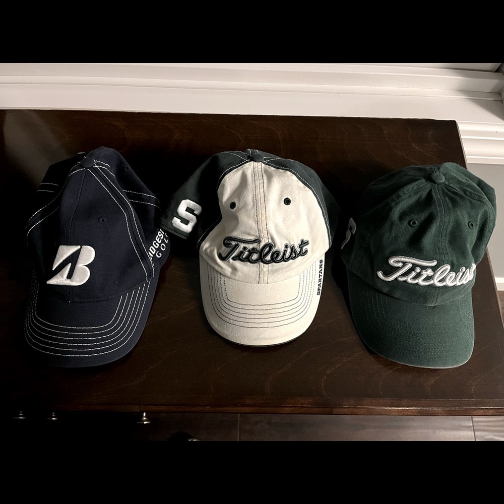 Golf Hats - Michigan State Titleist (2) and Bridgestone (1)
